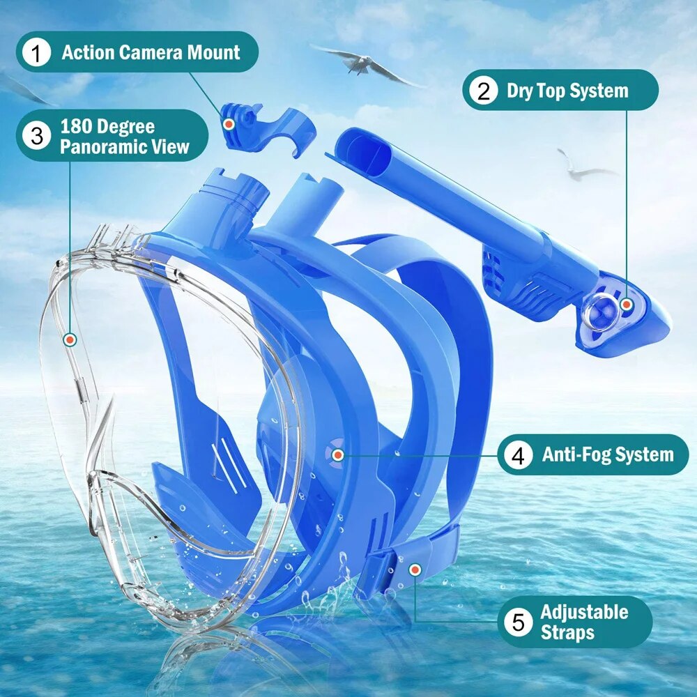 Underwater Snorkeling Full Fac - Freediving Mask Set ulasan dan harga